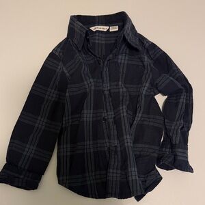 Kids boys baby - janie and jack Black and blue Plaid Shirt 12-18 months button